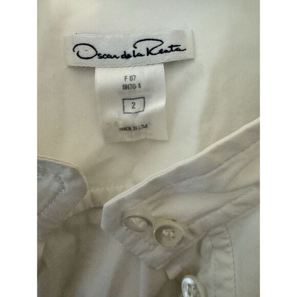 Oscar de la Renta White Cotton Long Sleeve Button Ruffled Shirt Small Size S - Picture 5 of 5